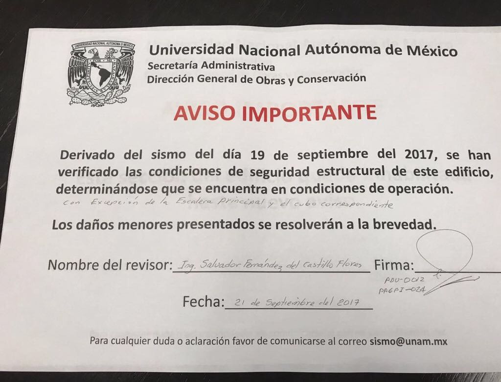 Dictamen de las instaciones de Radio UNAM